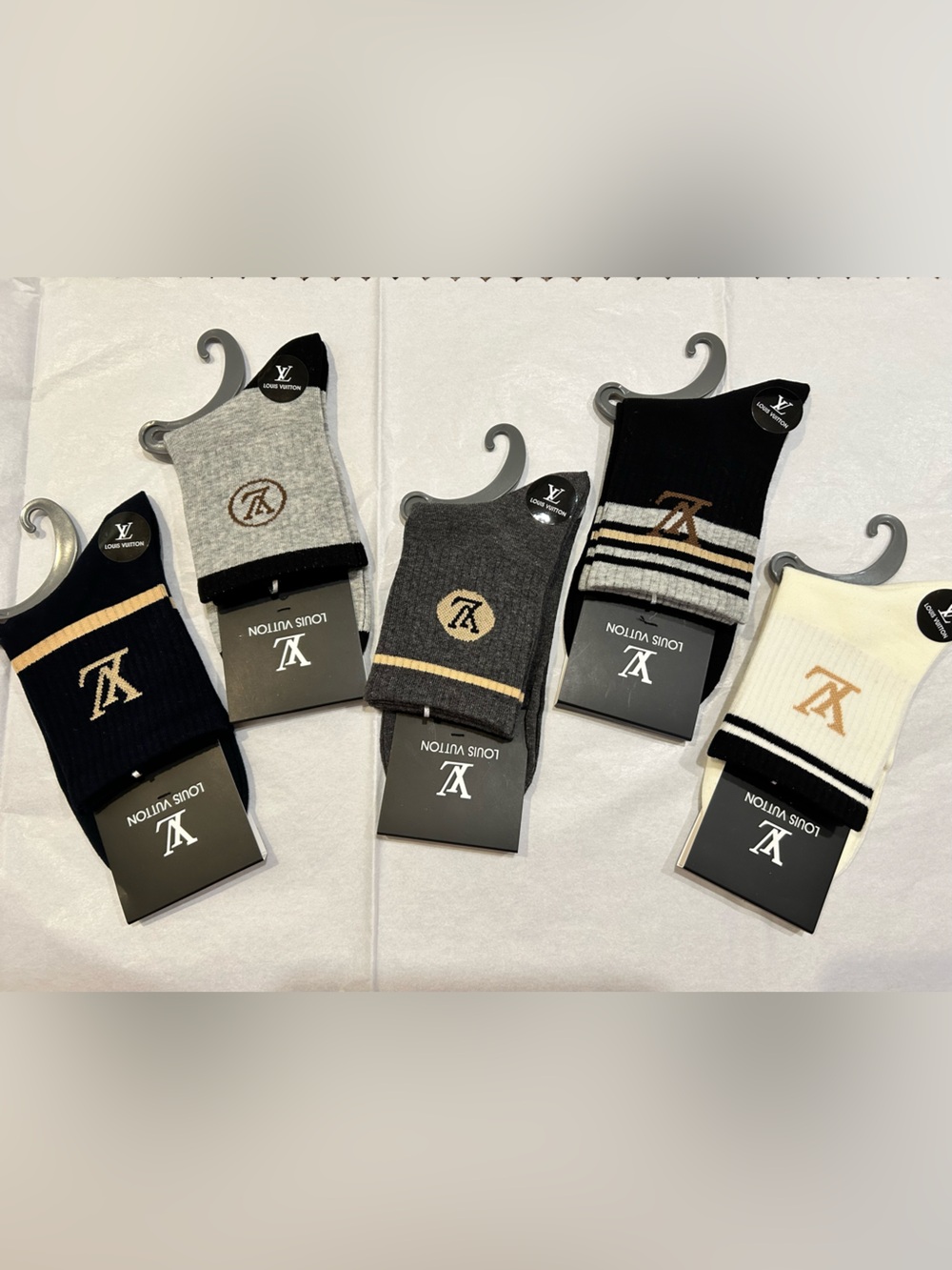 Fashion LV Mixed Color Logo Crew Socks - Choose 1